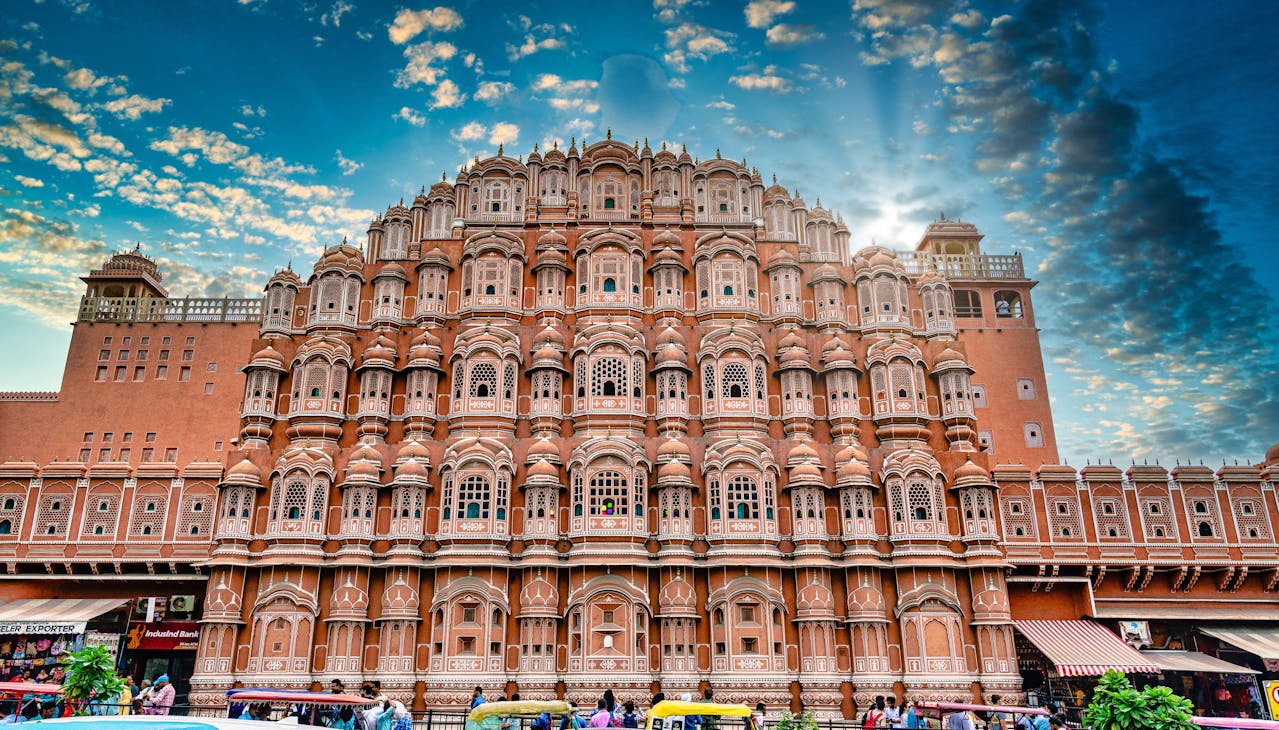 An ancient stepwell in Rajasthan, India, showcasing intricate stone carvings and architectural marvels.