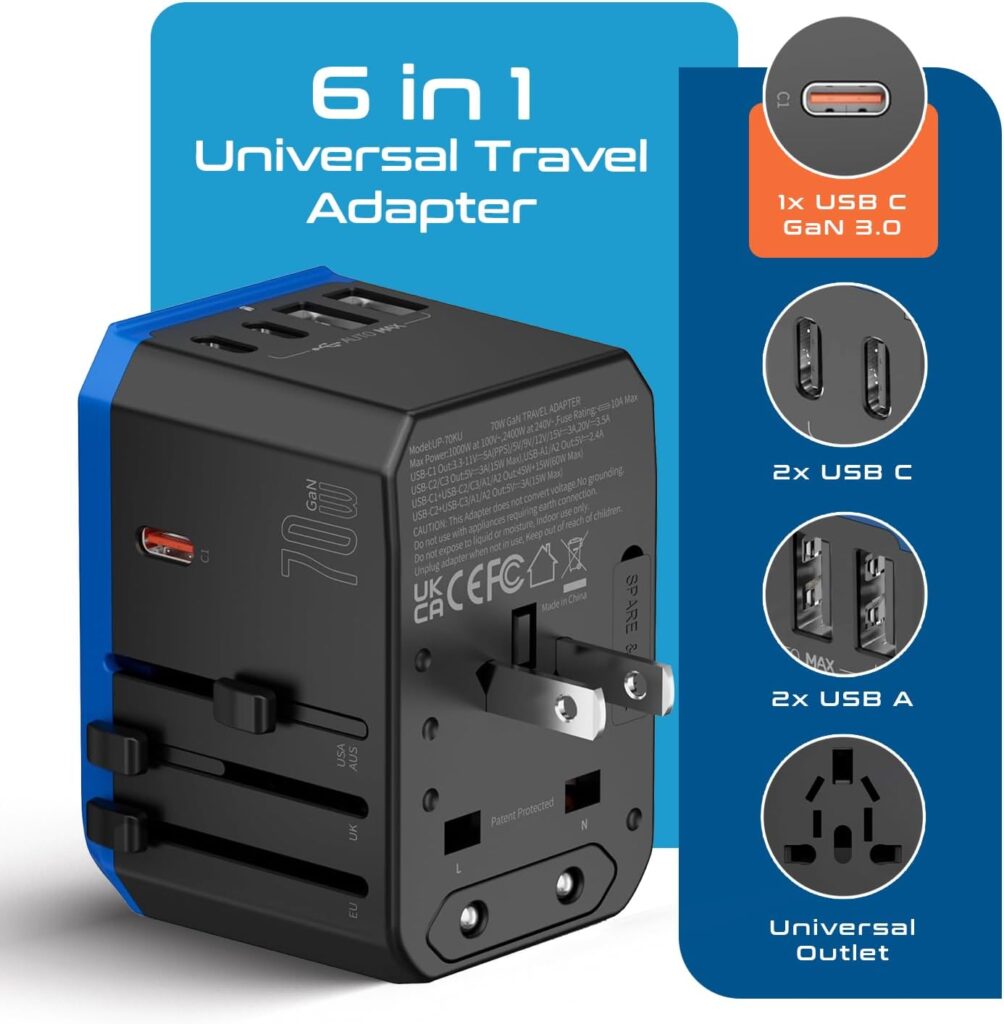 Ceptics India Travel Plug Adapter (Type D) for Pakistan, Nepal, Bangladesh - 3 Pack [Grounded Universal] (GP-10-3PK)