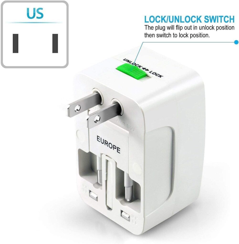 Portable Universal Power Adapter Travel Worldwide Outlet Converter All in One International Wall Charger Plug for USA EU UK France Italy Australia India