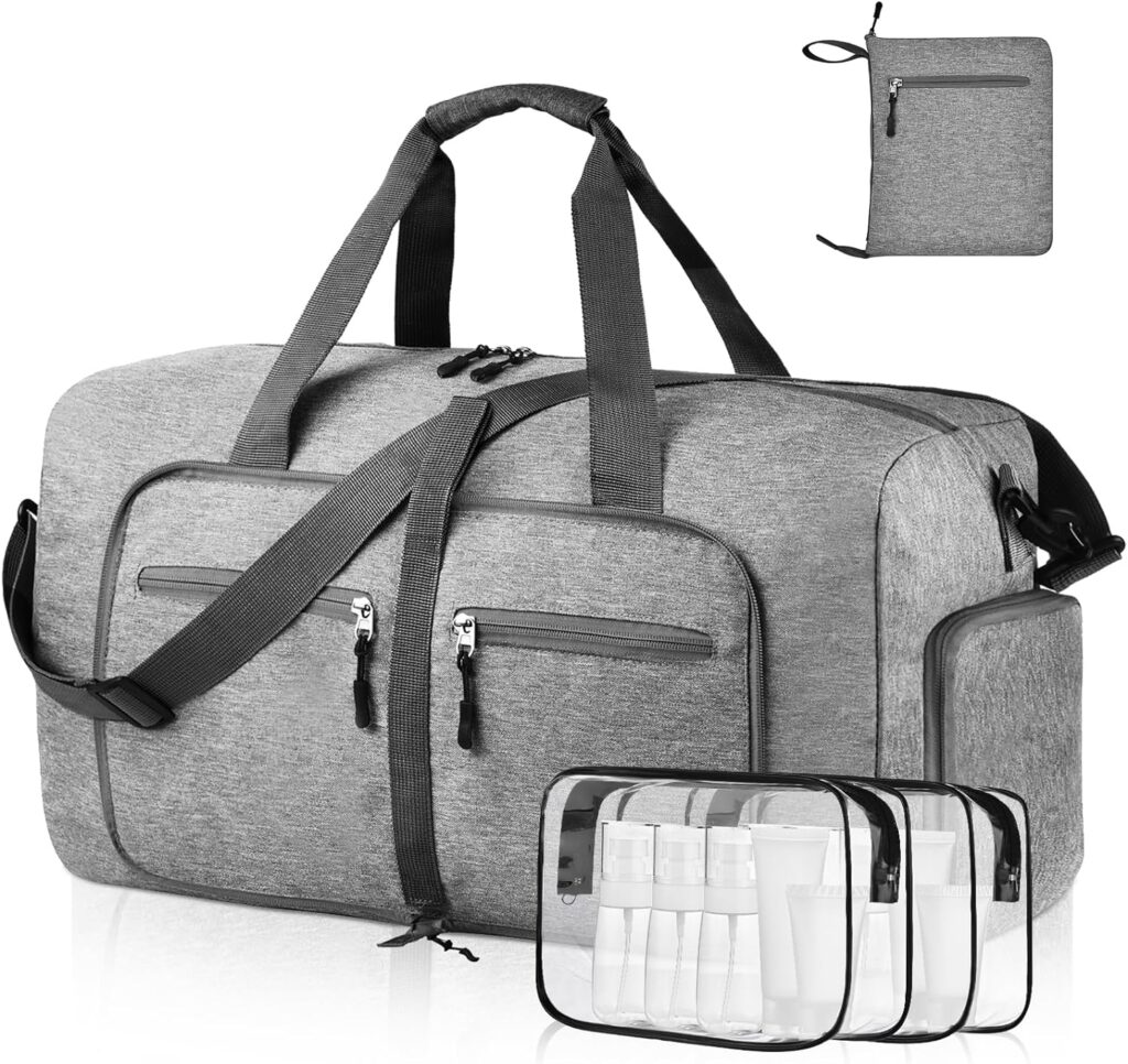 Travel Duffle Bag for Men - Foldable Duffel Bag with Shoes Compartment - Overnight Bags Waterproof Tear Resistant